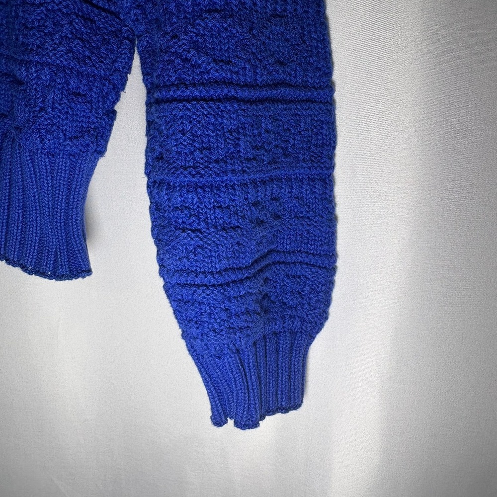Lizsport Petite Vintage Royal Blue Cotton Knit Sweater Crew Neck Small - Picture 4 of 7